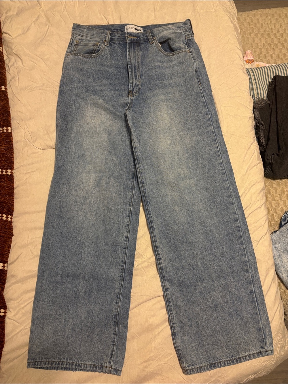 Fashion Nova Light Blue High-Rise Wide Leg Jeans